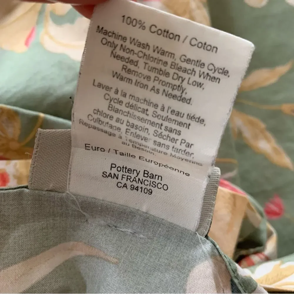 Pottery Barn Asian Floral Butterfly Euro Sham